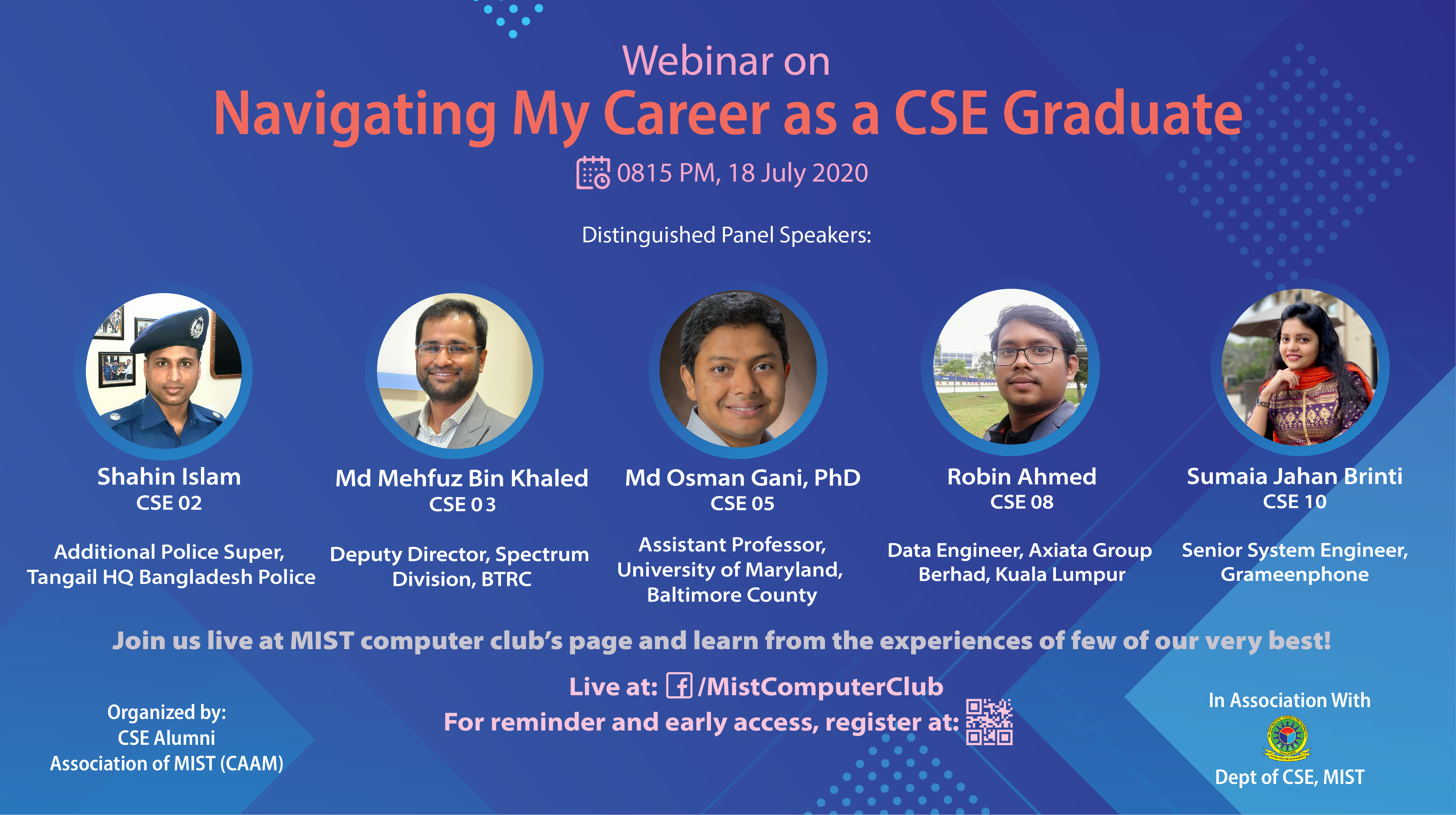 Webinar on "Navigating My Career as a CSE Graduate" arranged by CSE Alumni Association of MIST